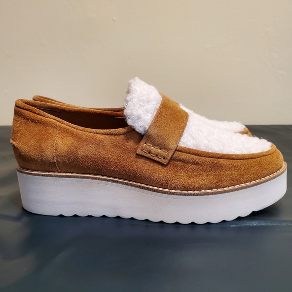 NWT$295 Vince Zola Platform Shearling Suede Loafer Slide Sneaker Shoe - Picture 6 of 12